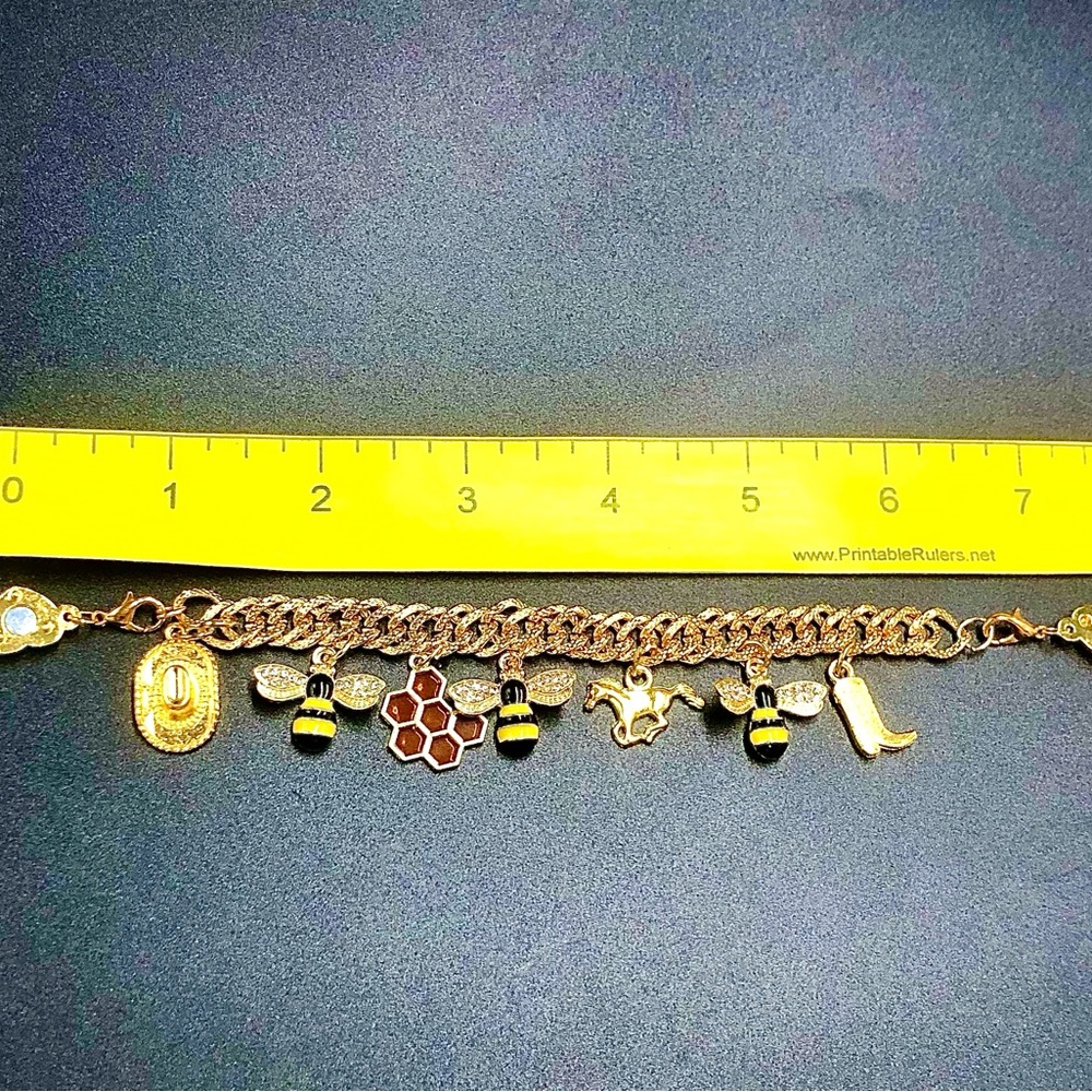 Carter Gold Cowboy Beehive Charm Bracelet
